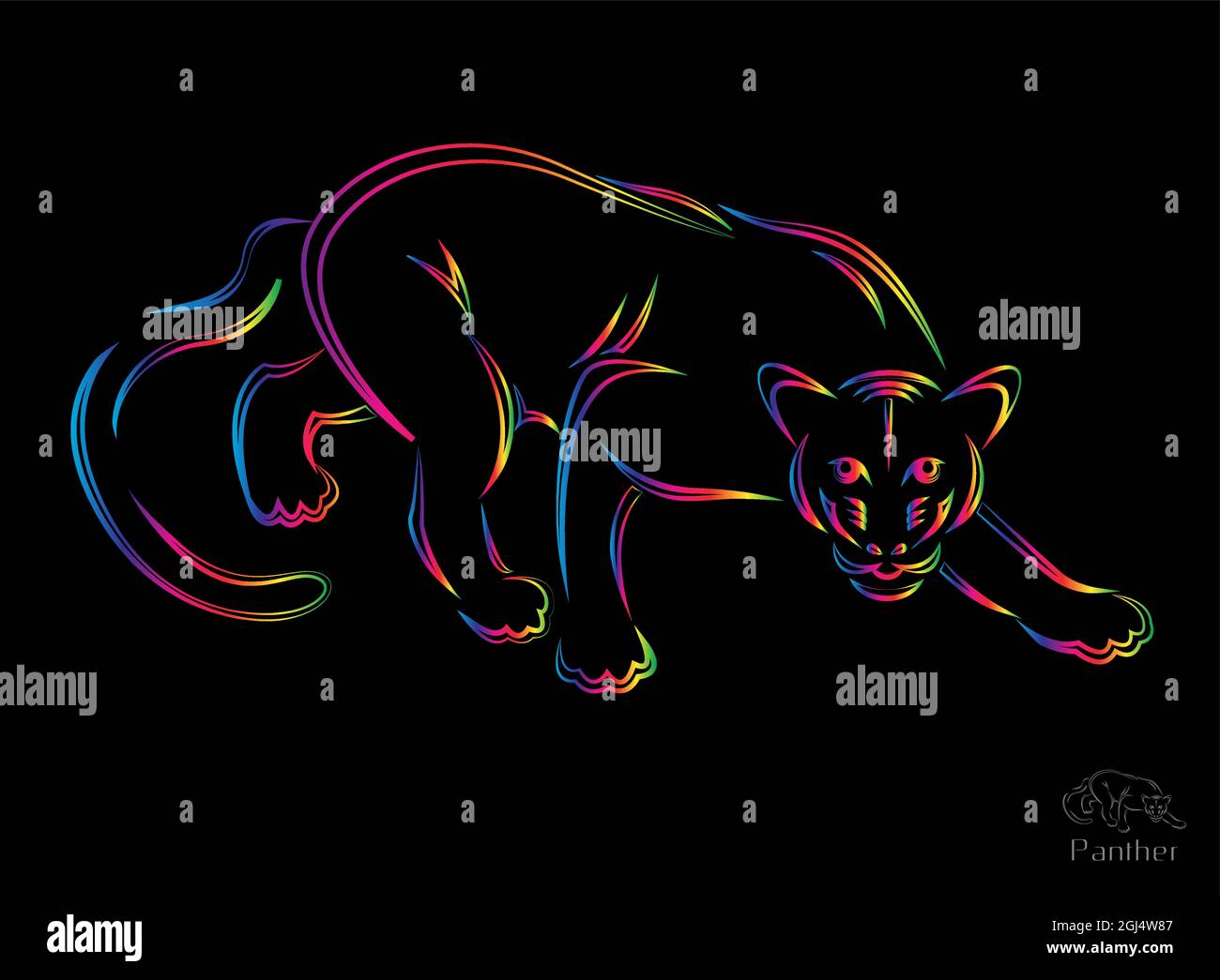 Vektor-Illustration von Panther Symbol - Tattoo. Leicht editierbare Vektorgrafik mit Ebenen. Wilde Tiere. Stock Vektor