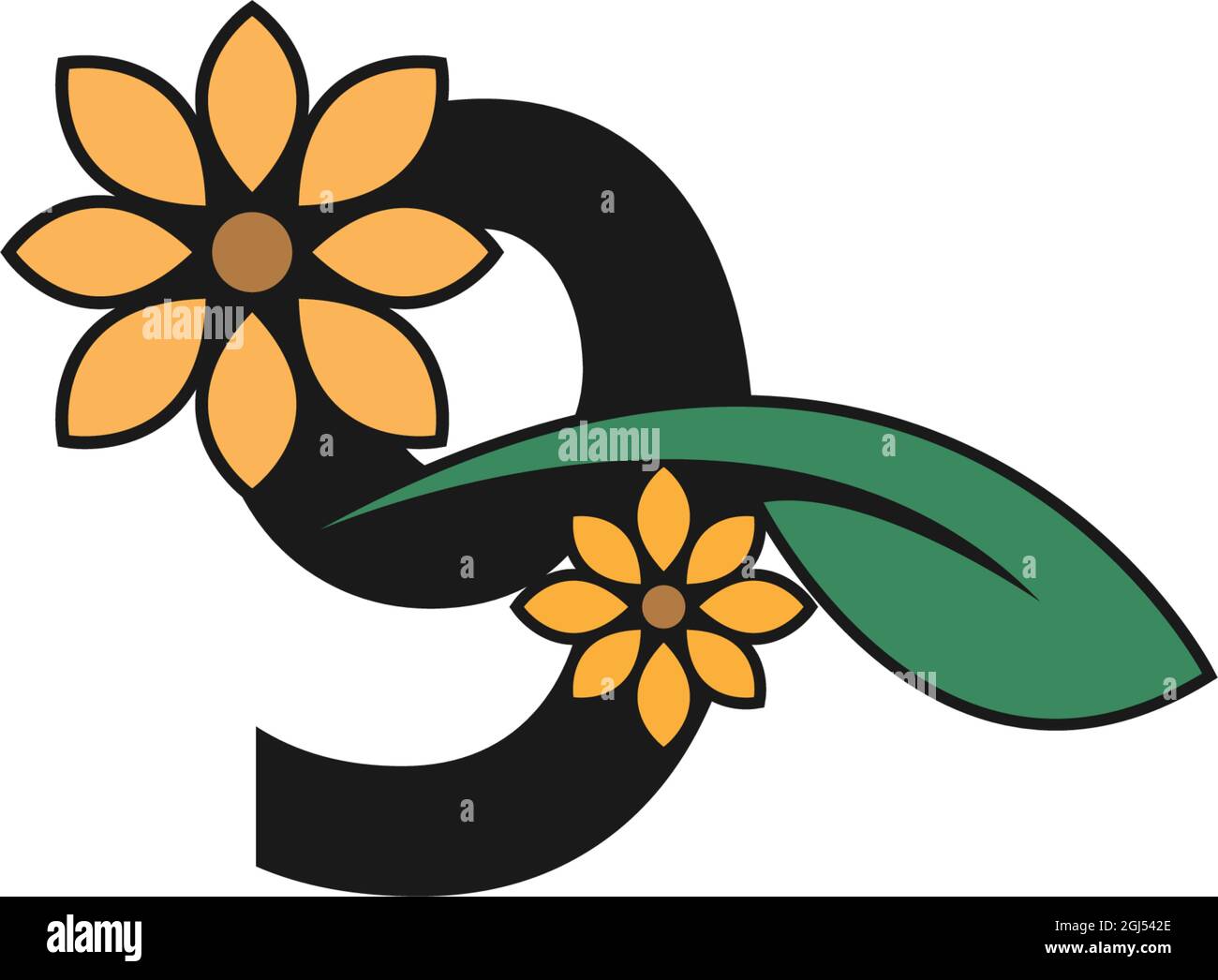 Eine Zahl mit Blumen Symbol Logo Design Vektor Vorlage Stock Vektor