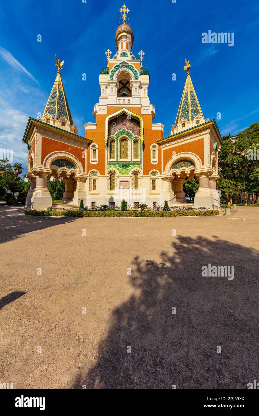 Frankreich. Alpes Maritimes (06) Nizza. Die Kirche St. Nikolaus und St. Alexandra ist die älteste orthodoxe Kultstätte in Westeuropa Stockfoto