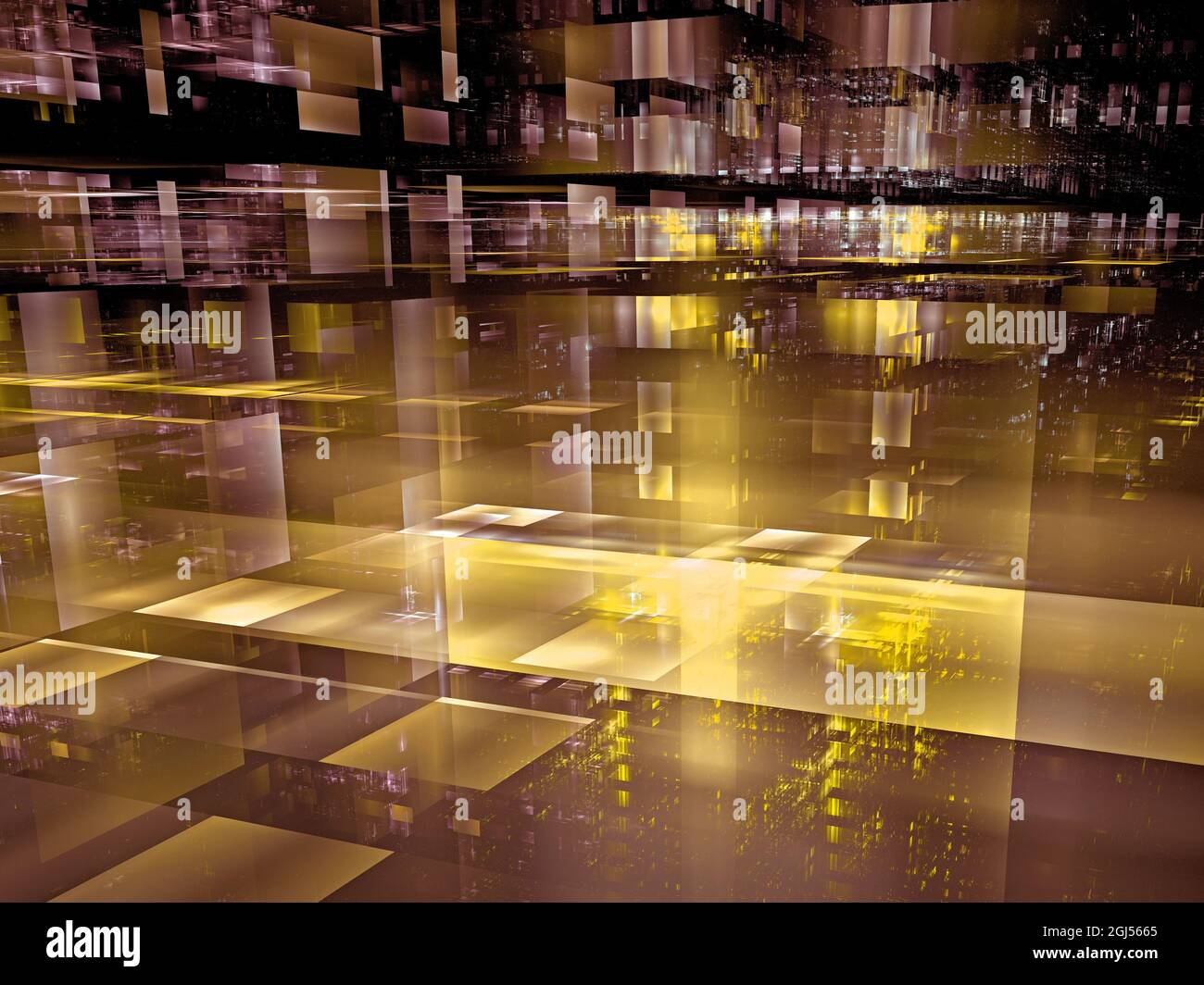 Fractal City Design - 3 dimensionale grafische Gestaltung Strukturen für die Themen Technologie, Kommunikation Stockfoto