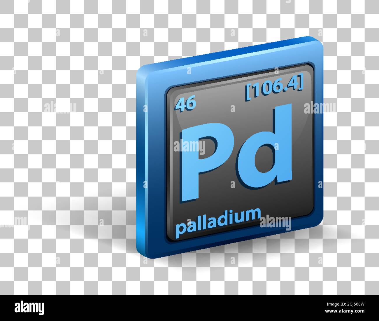 Palladium-chemisches Element. Chemisches Symbol mit Ordnungszahl und atomarer Masse. Abbildung Stock Vektor