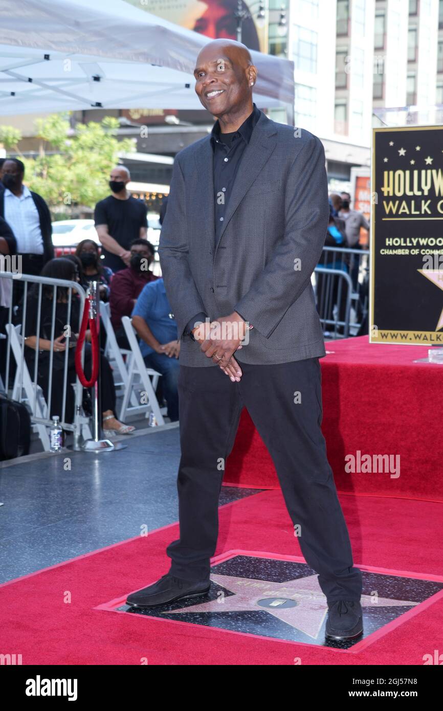 Radiomoderatorin Kurt Alexander aka Big Boy posiert bei einer Zeremonie, die ihn mit einem Stern auf dem Hollywood Walk of Fame am Mittwoch, 8. September 2021, in L ehrt Stockfoto