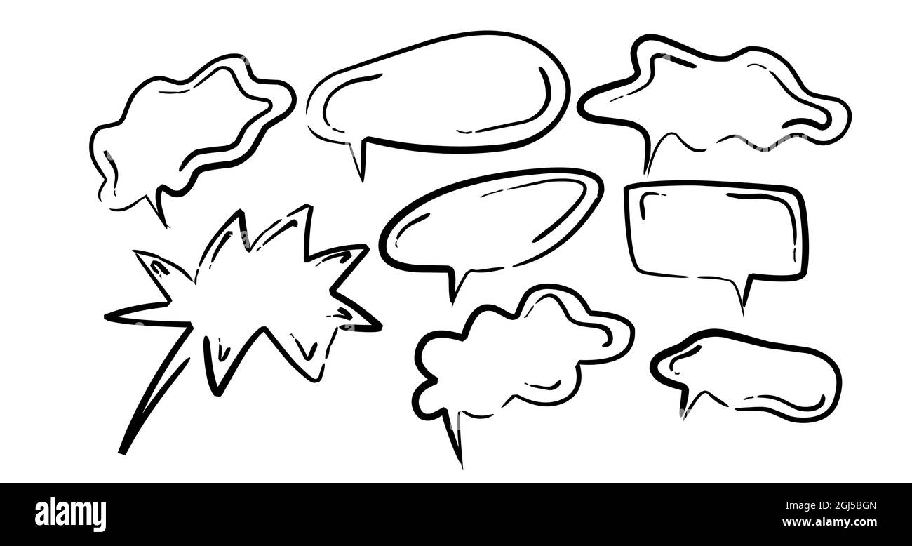 Talk Clounds mit einem Pinselstift handgezeichnet. Stock Vektor