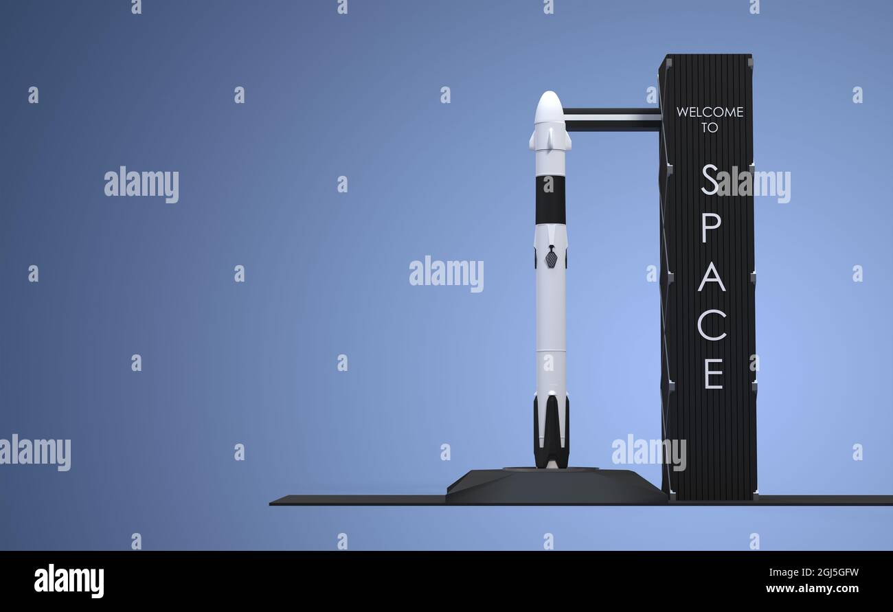Rocket Ready to go - 3D-Rendering Stockfoto