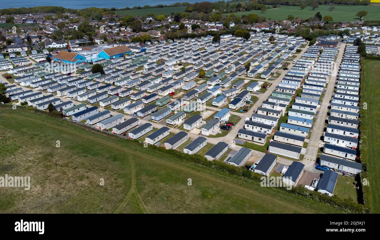 Luftaufnahme des Parkdean Holiday Camp, Hayling Island, Hampshire UK Stockfoto