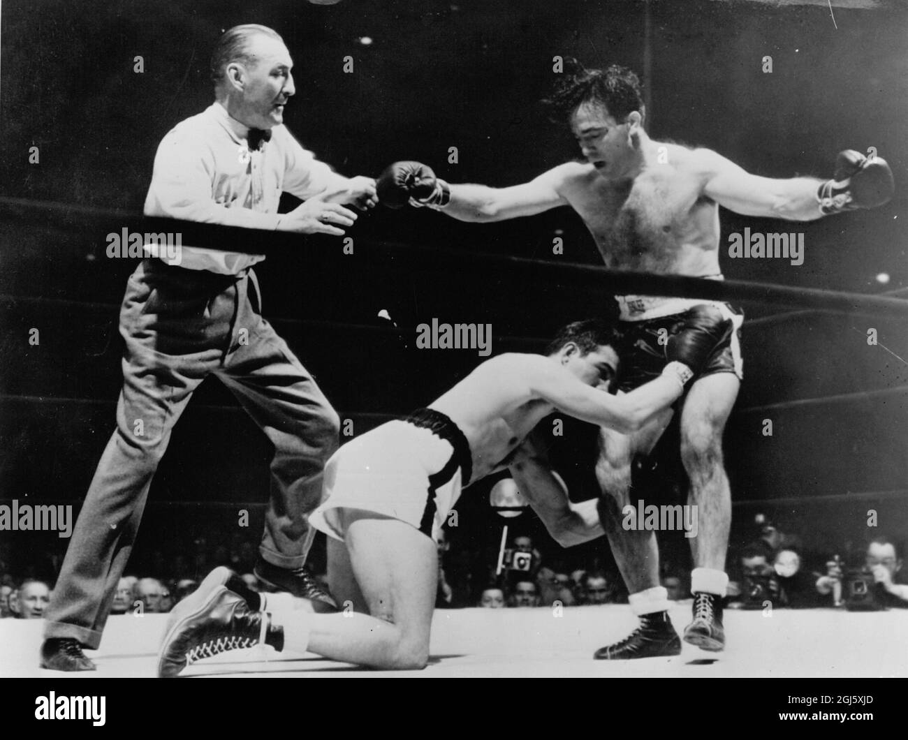 Marcel Cerdan Ko ' s Laverne Roach aus Texas 1948 Stockfoto