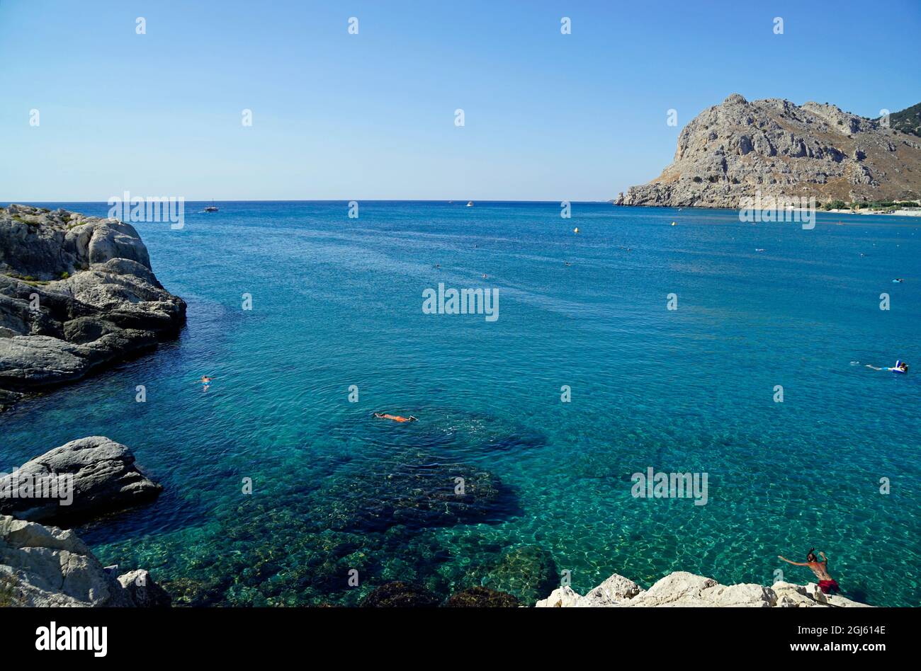 Malerischer kolymbia Strand auf rhodos Insel in griechenland Stockfoto