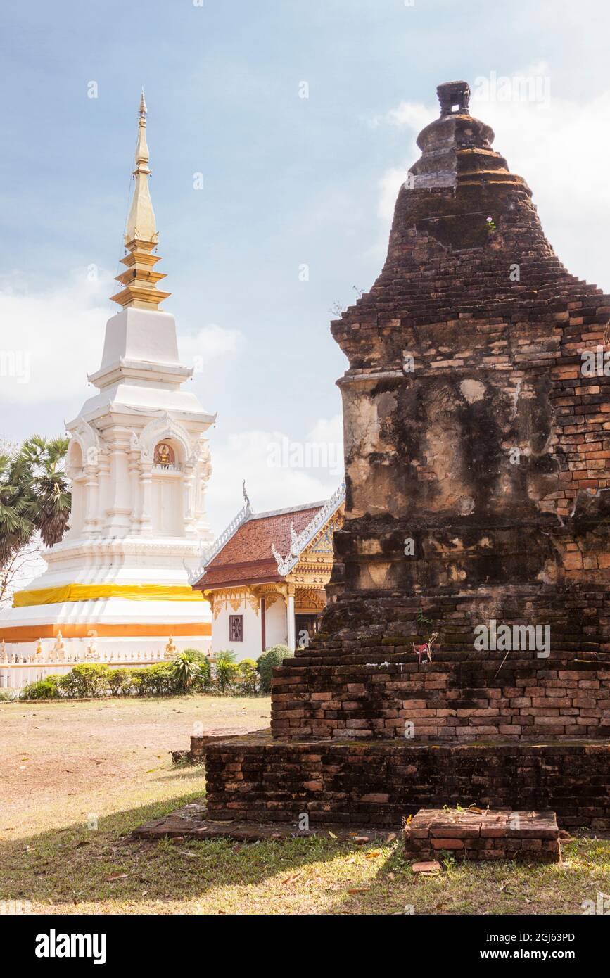 Thailand, Provinz Nong Khai. Phra That Bang Phuan Tempel. Stockfoto