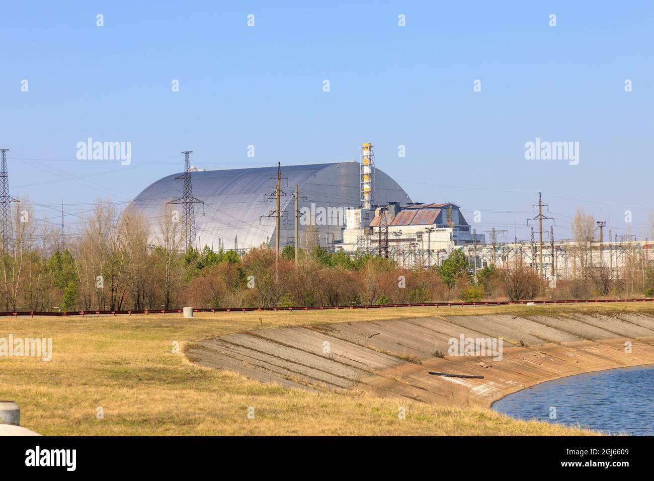 Ukraine, Pripjat, Tschernobyl. Reaktor 4, der durch den neuen