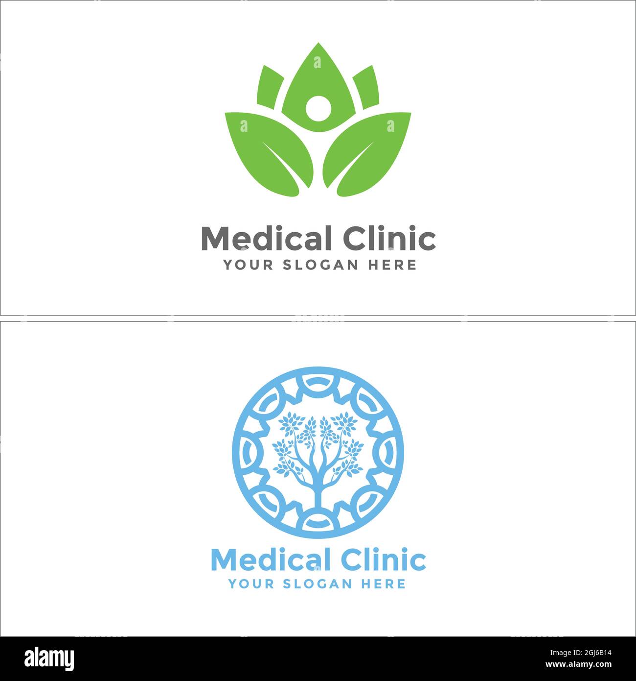 Medizinische Klinik Menschen Blatt Baum organisches Emblem Logo Design Stock Vektor