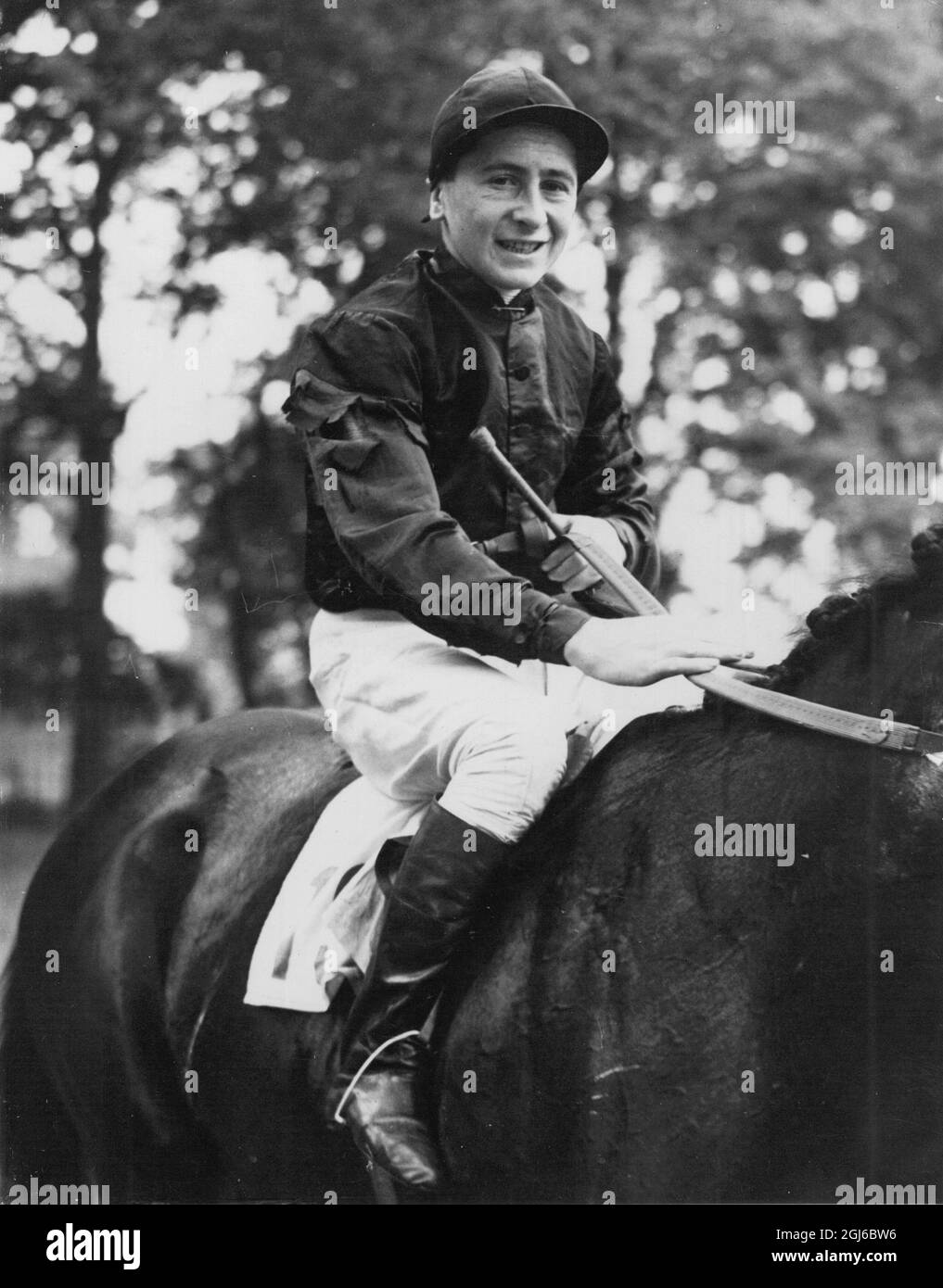 Bild des berühmten Jockey Frankie Durr. 28. Oktober 1946 Stockfoto