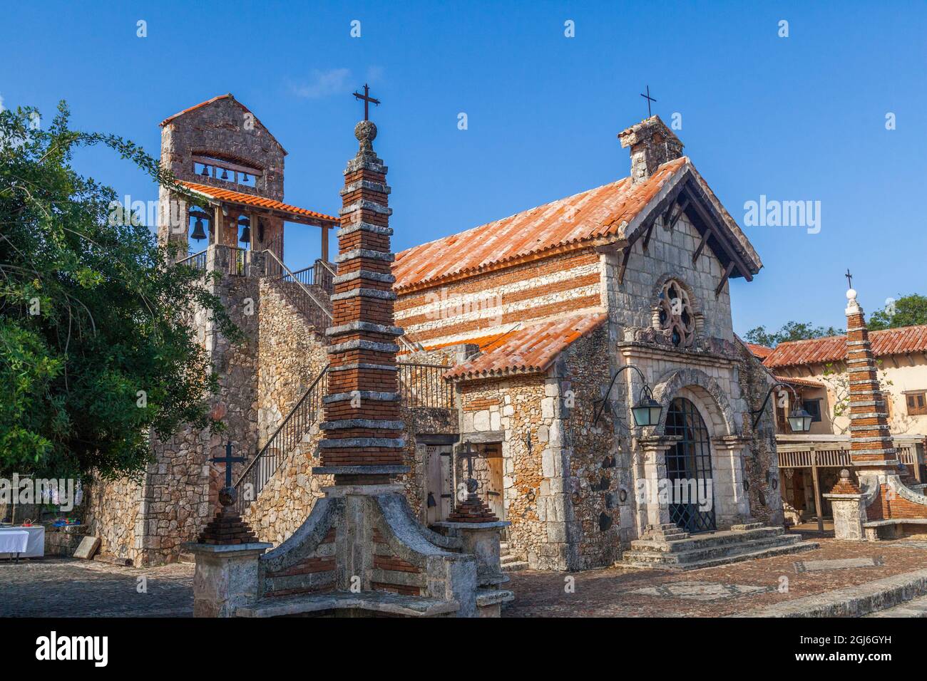 Kirche in Altos de Chavon La Romana, Casa De Campo in Punta Cana, Dominikanische Republik. Stockfoto