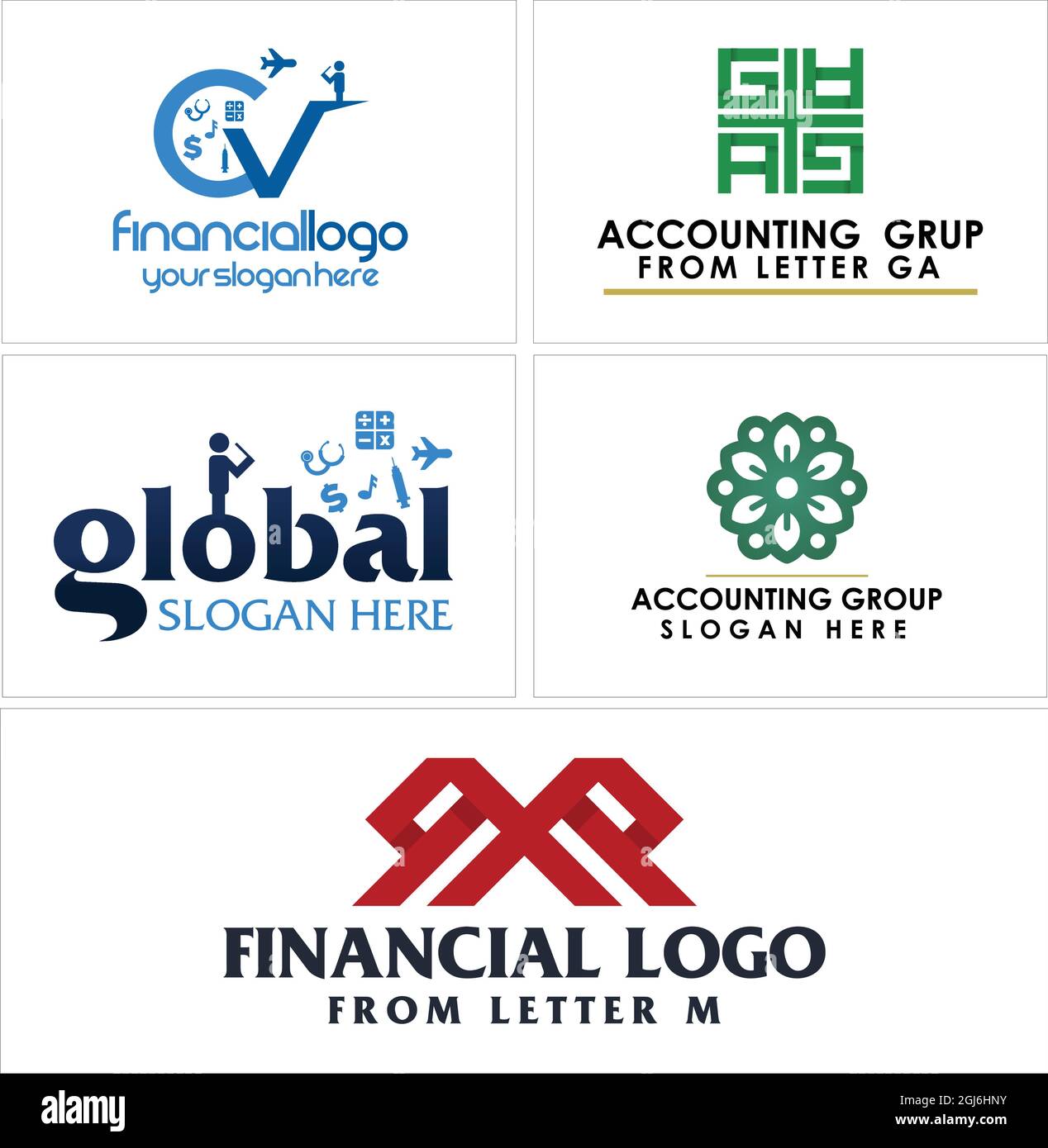 Globales Logo für die Finanzbuchhaltung Stock Vektor