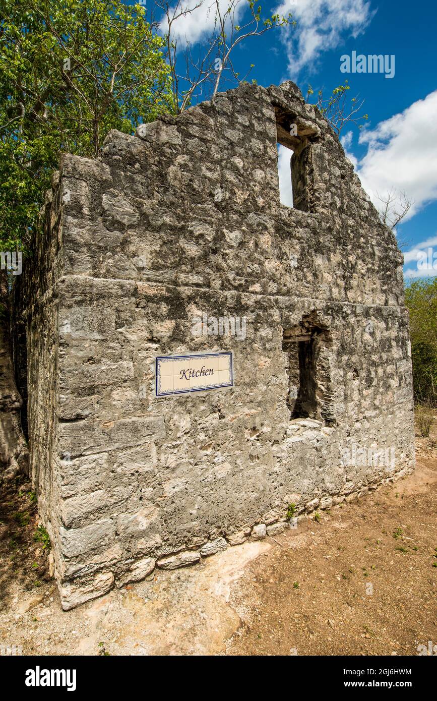 Wade's Green Plantation Historic Site, North Caicos, Turks- und Caicos-Inseln, Karibik. Stockfoto