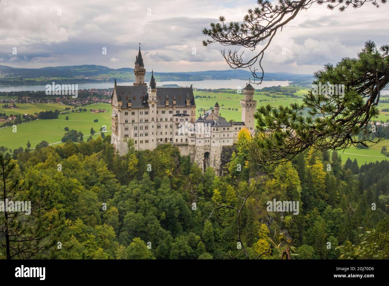 Schloss Neuschwanstein von König Ludwig in Deutschland. Stockfoto