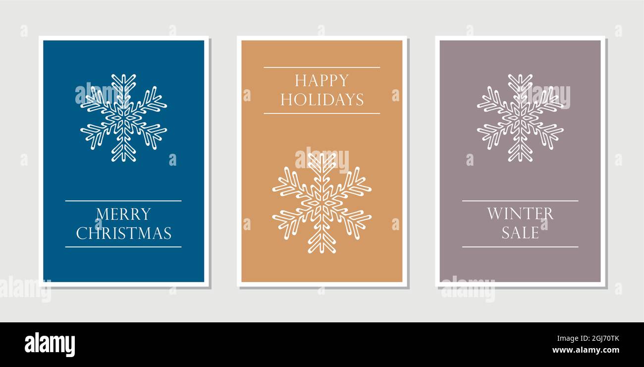 Set von weihnachtskarten mit Schneeflocke Stock Vektor