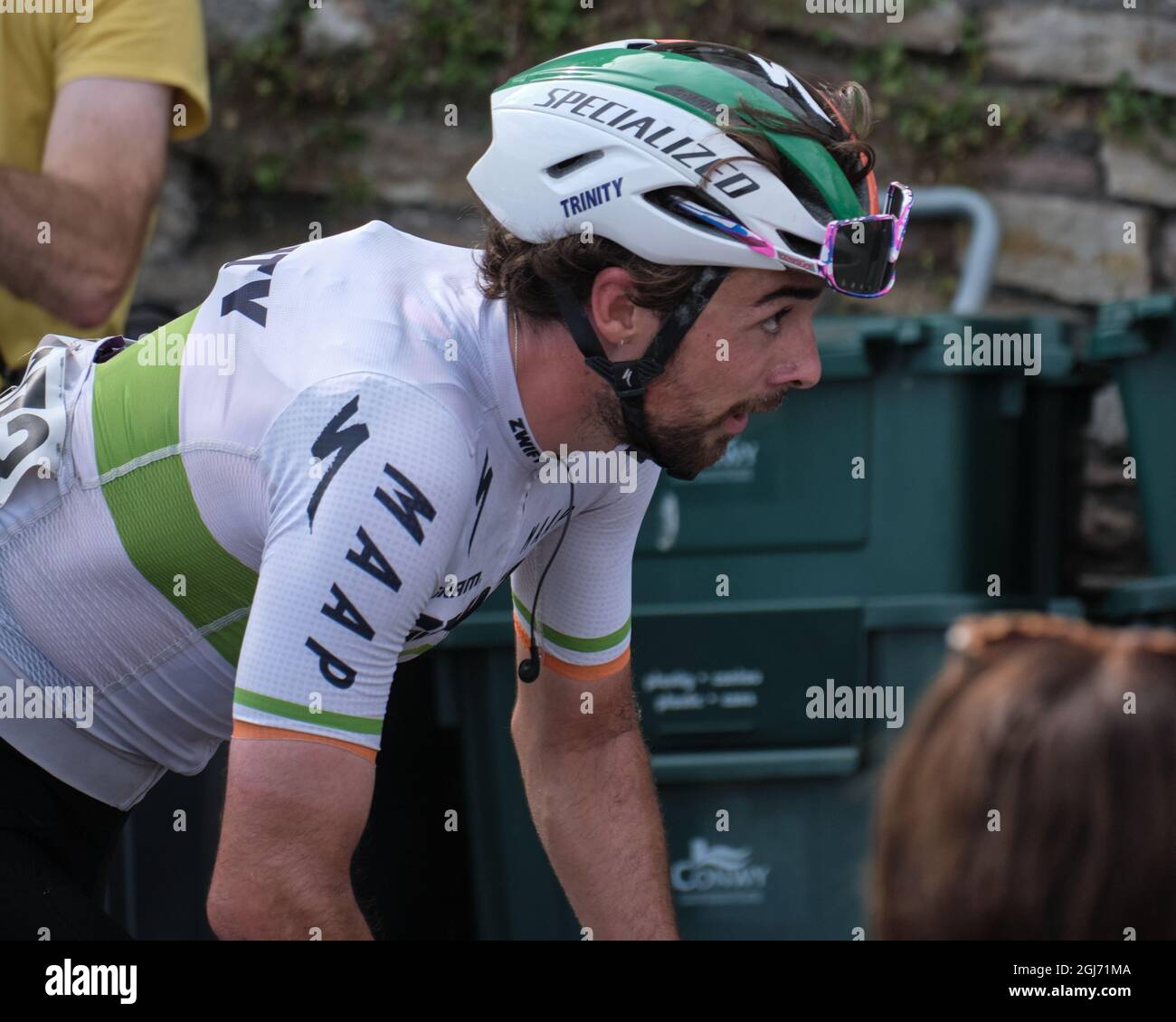Ben Healy auf dem steilen Aufstieg auf den Great Orme, Llandudno für das Ziel der Tour of Britain 2021 Etappe 4 Stockfoto