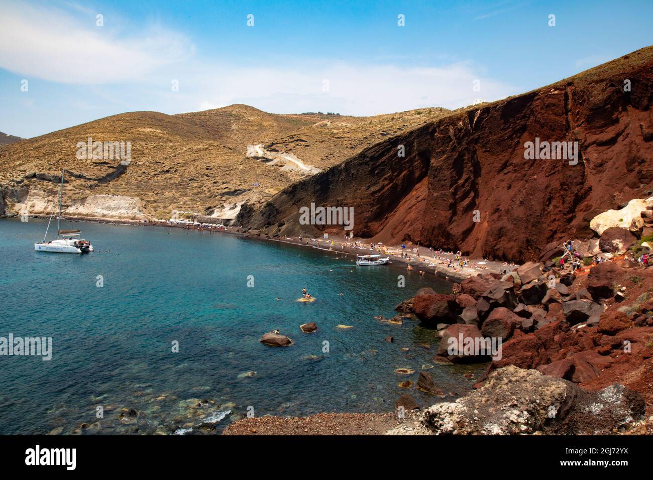 Red Beach in Santorini, Griechenland. Stockfoto