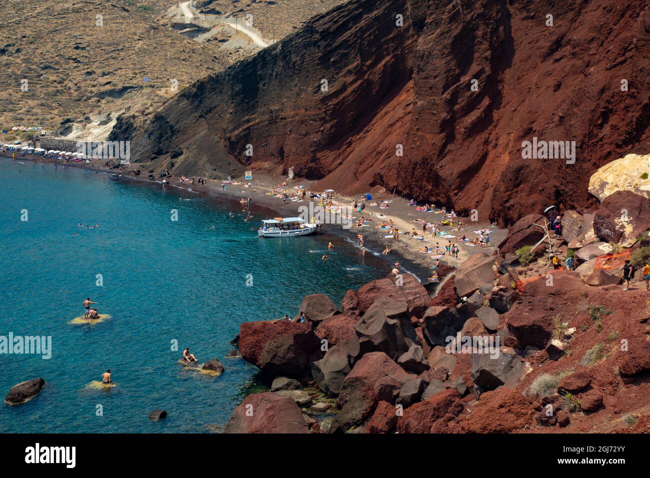 Red Beach in Santorini, Griechenland. Stockfoto