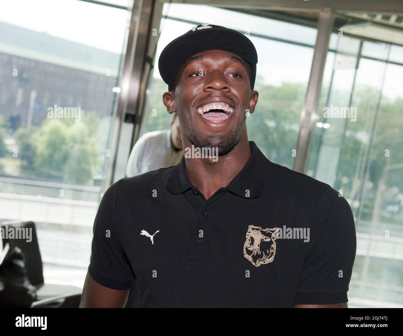 STOCKHOLM 20110728 : jamaikanischer Sprinter Usain Bolt während einer Pressekonferenz am 28. Juli 2011 in Stockholm, Schweden. Bolt wird am 29. Juli beim Leichtathletik-Treffen der DN-galan Diamond League im Stockholmer Stadion antreten. Foto: Leif R Jansson / SCANPIX / Code 10020 ** SCHWEDEN AUS ** Stockfoto