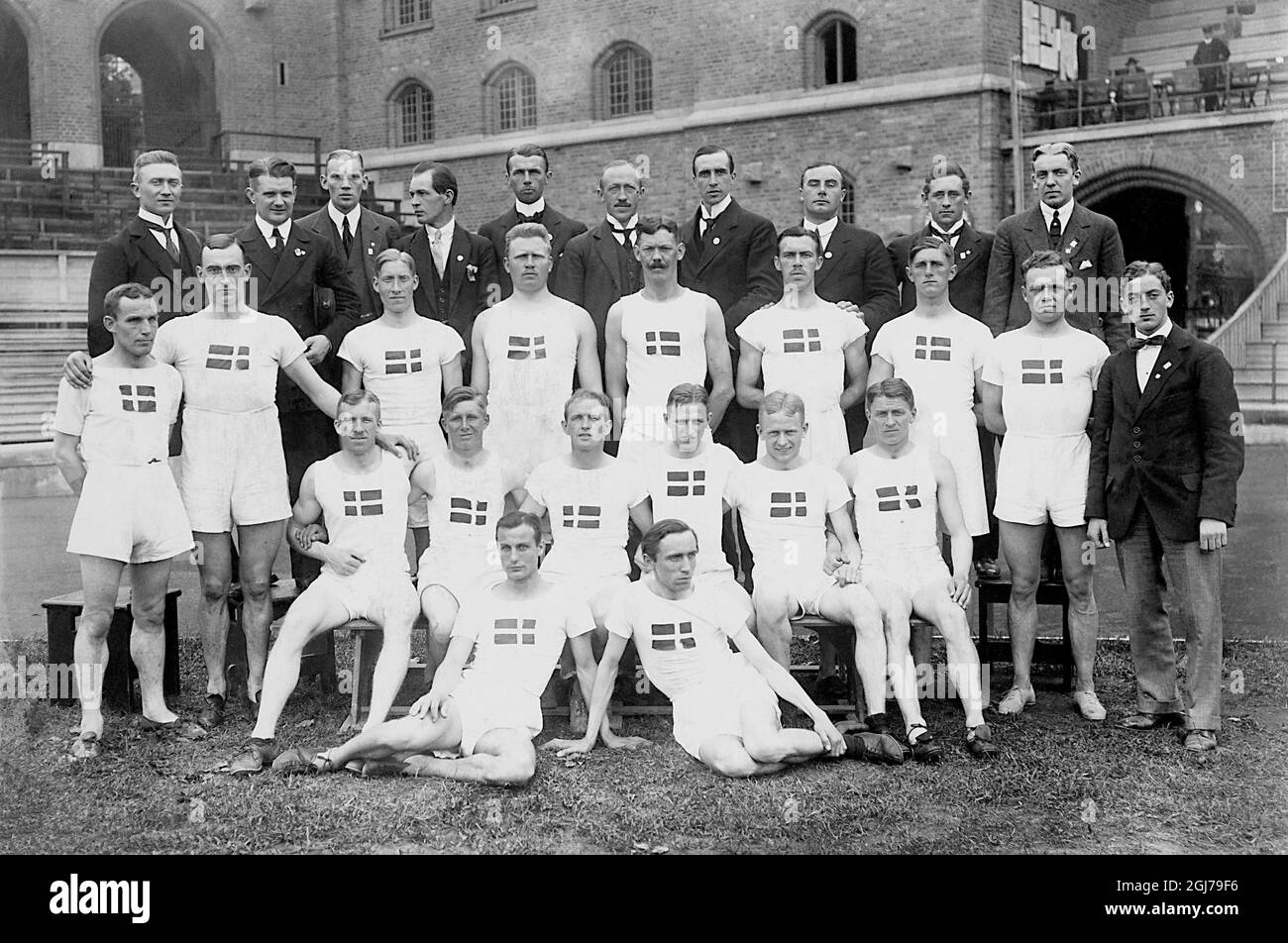 DATEI 1912 das dänische Team bei den olympischen spielen in Stockholm 1912. Foto:Scanpix Historical/ Kod:1900 Scanpix SCHWEDEN Stockfoto