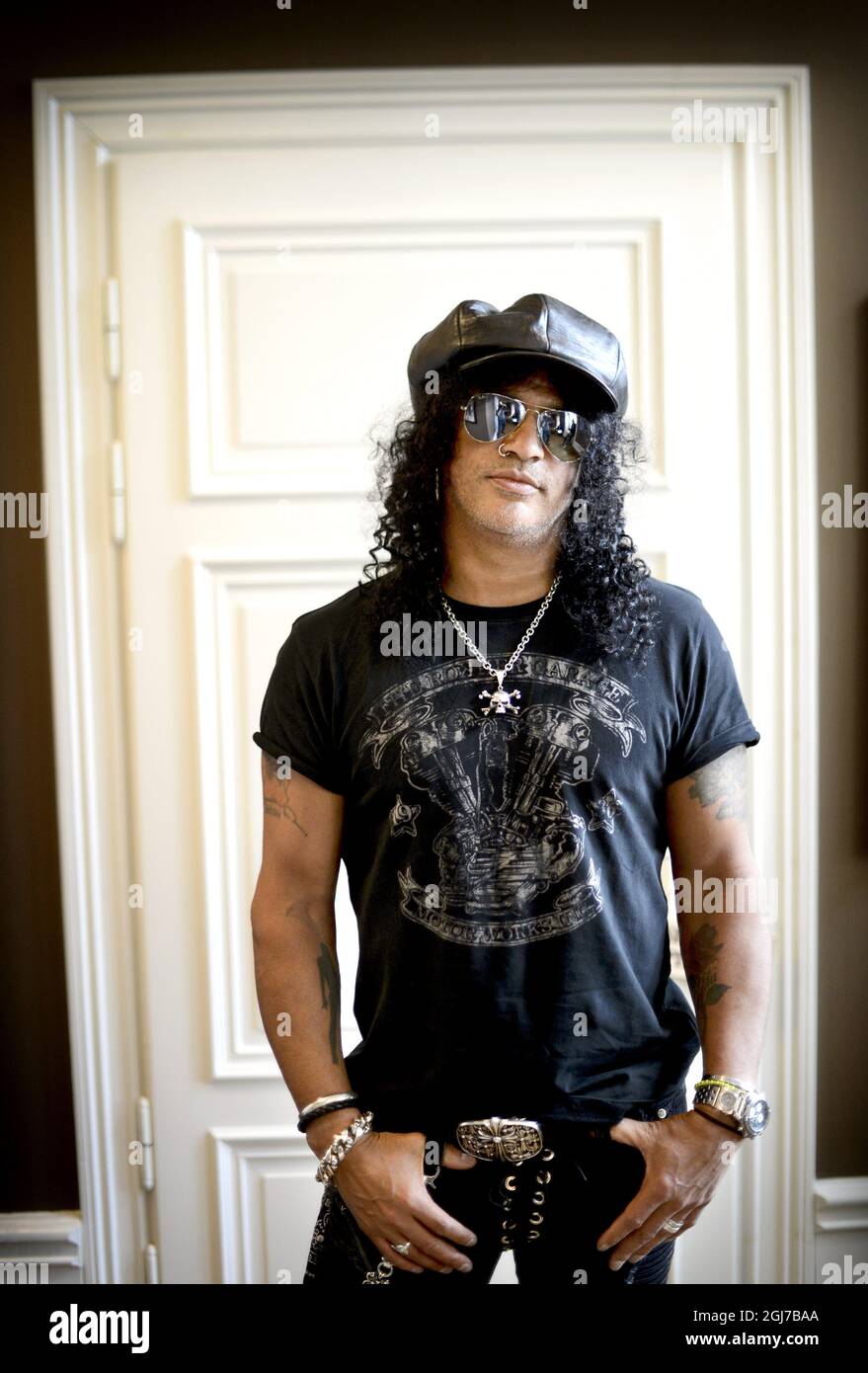 STOCKHOLM 2012-04-24 Slash, Guns N 'Roses ehemaliger Gitarrist, der  Schweden besucht, um sein zweites Soloalbum zu promoten. Foto: Pontus  Lundahl / SCANPIX / kod 10050 Stockfotografie - Alamy