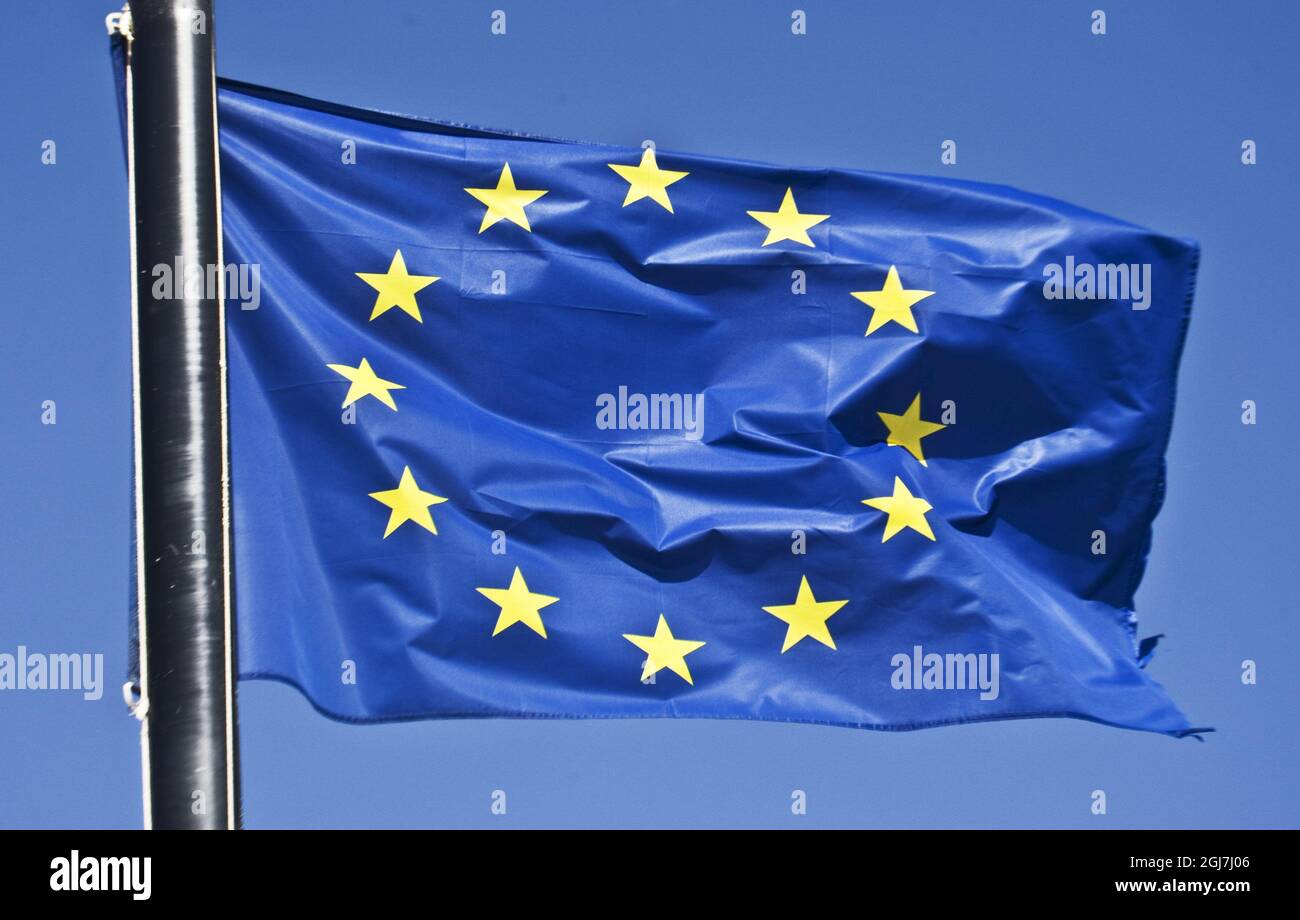 FUENTEVENTURA 2009-03-11 die EU-Flagge. Das norwegische Nobelkomitee hat beschlossen, dass der Friedensnobelpreis an die EU , die Europäische Union, verliehen wird. Foto: Sven-Olof Ahlgren / SCANPIX / Kod 60605 Stockfoto