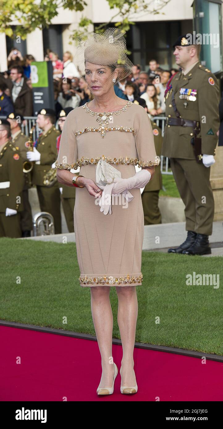 LUXEMBURG 20121020 Prinzessin Caroline von Monaco bei der Hochzeit von Kronprinz Guillaume von Luxemburg und der belgischen Gräfin Stephanie de Lannoy am 20. Oktober 2012 in Luxemburg. Foto Jonas Ekströmer / SCANPIX kod 10030 Stockfoto