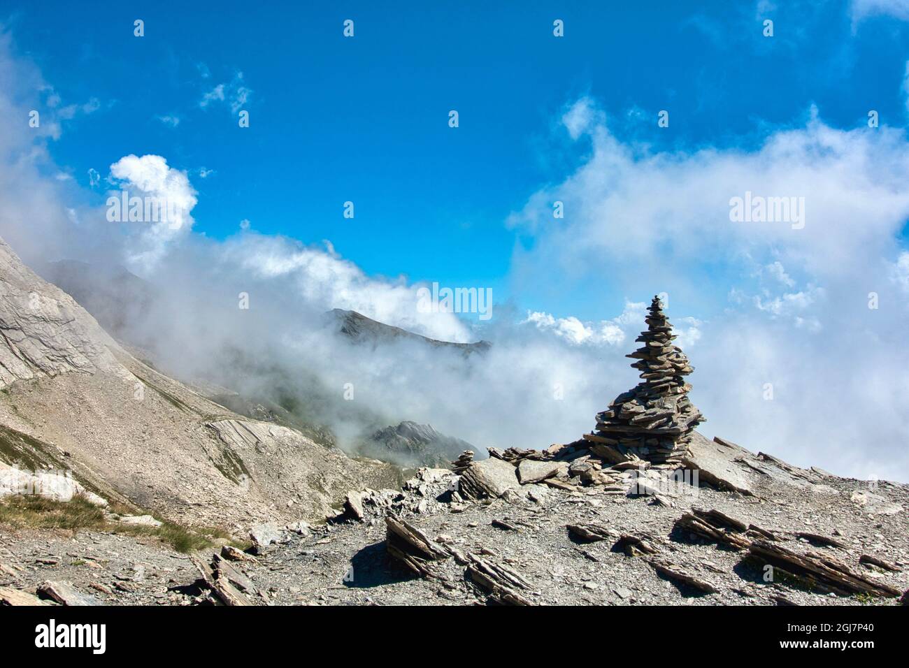 Italien, Piemont, Provinz Cuneo, Col Agnel an der Grenze zu Italien und Frankreich Stockfoto