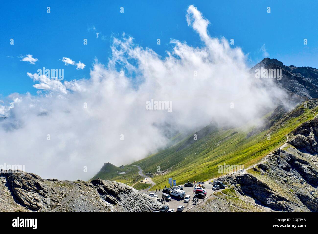 Italien, Piemont, Provinz Cuneo, Col Agnel an der Grenze zu Italien und Frankreich Stockfoto