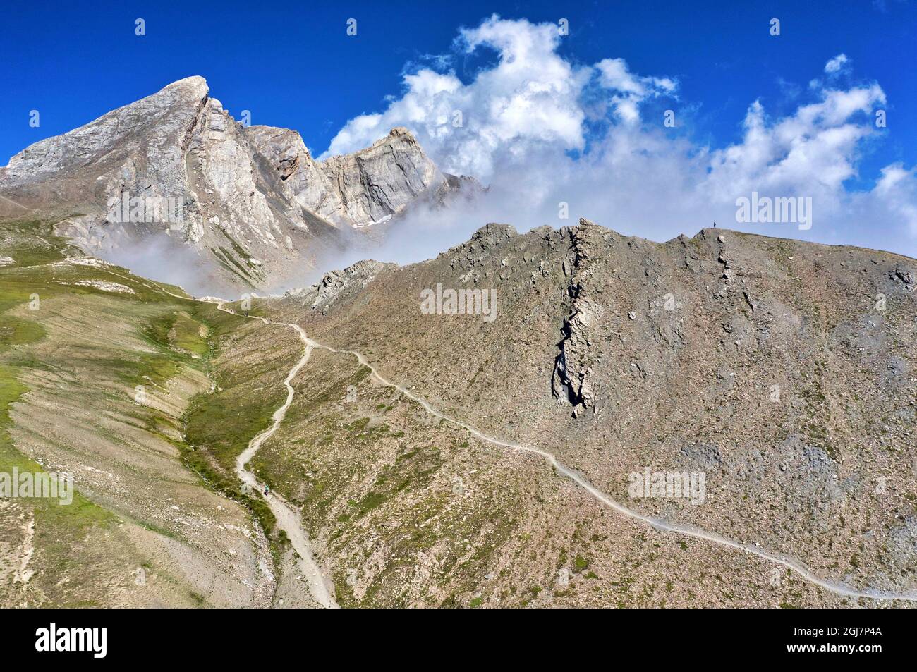 Italien, Piemont, Provinz Cuneo, Col Agnel an der Grenze zu Italien und Frankreich Stockfoto