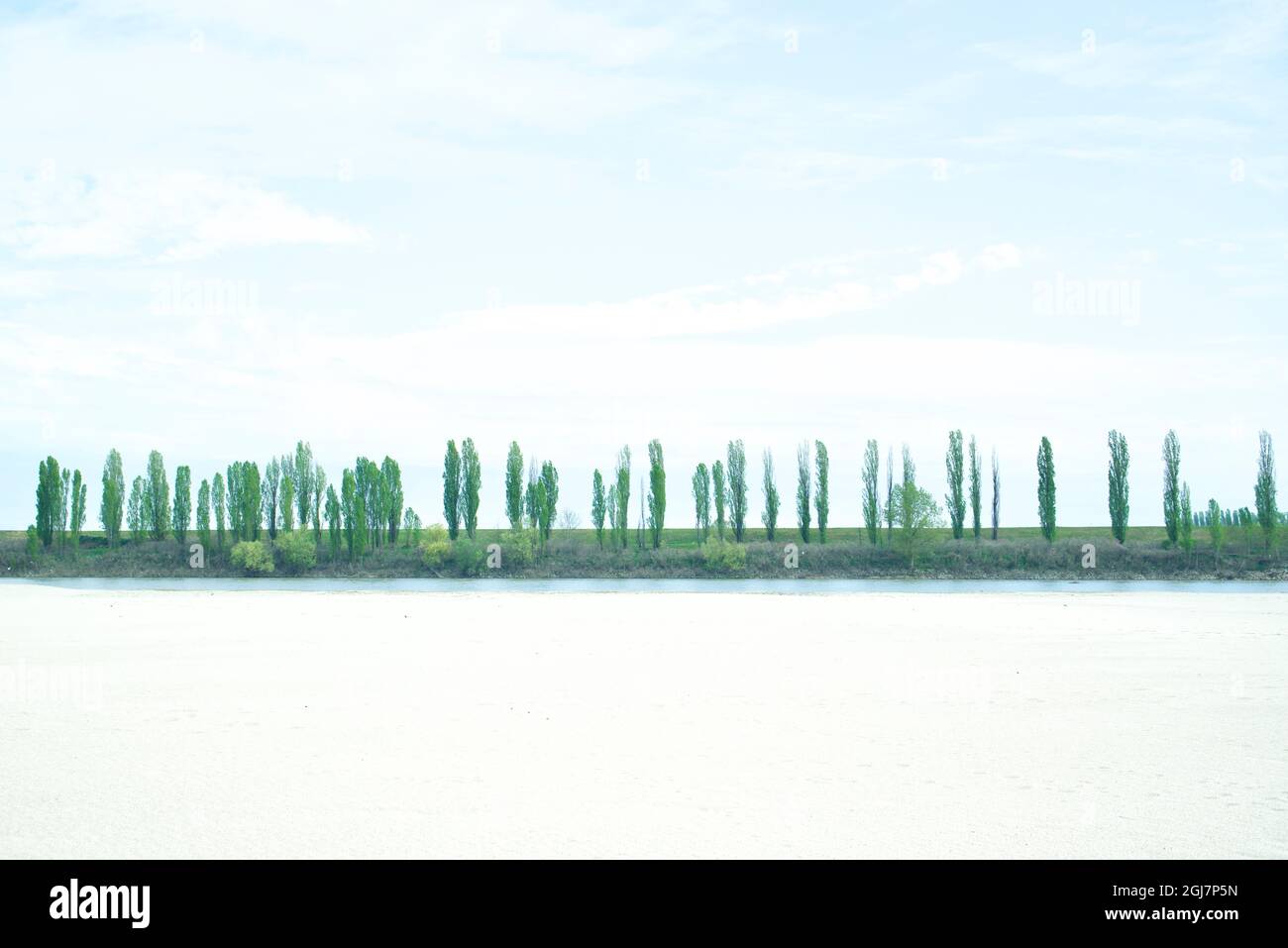 Italien, Provinz Mantua, entlang des Po-Flusses, der Sandbank und des Flusses Stockfoto
