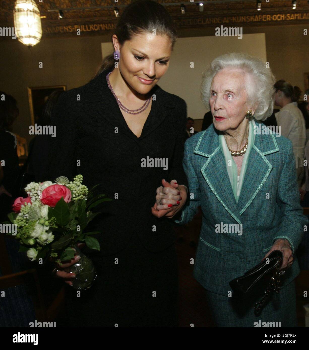 Kronprinzessin Victoria und Prinzessin Lilian bei einem Treffen mit der schwedisch-amerikanischen Stiftung Stockfoto