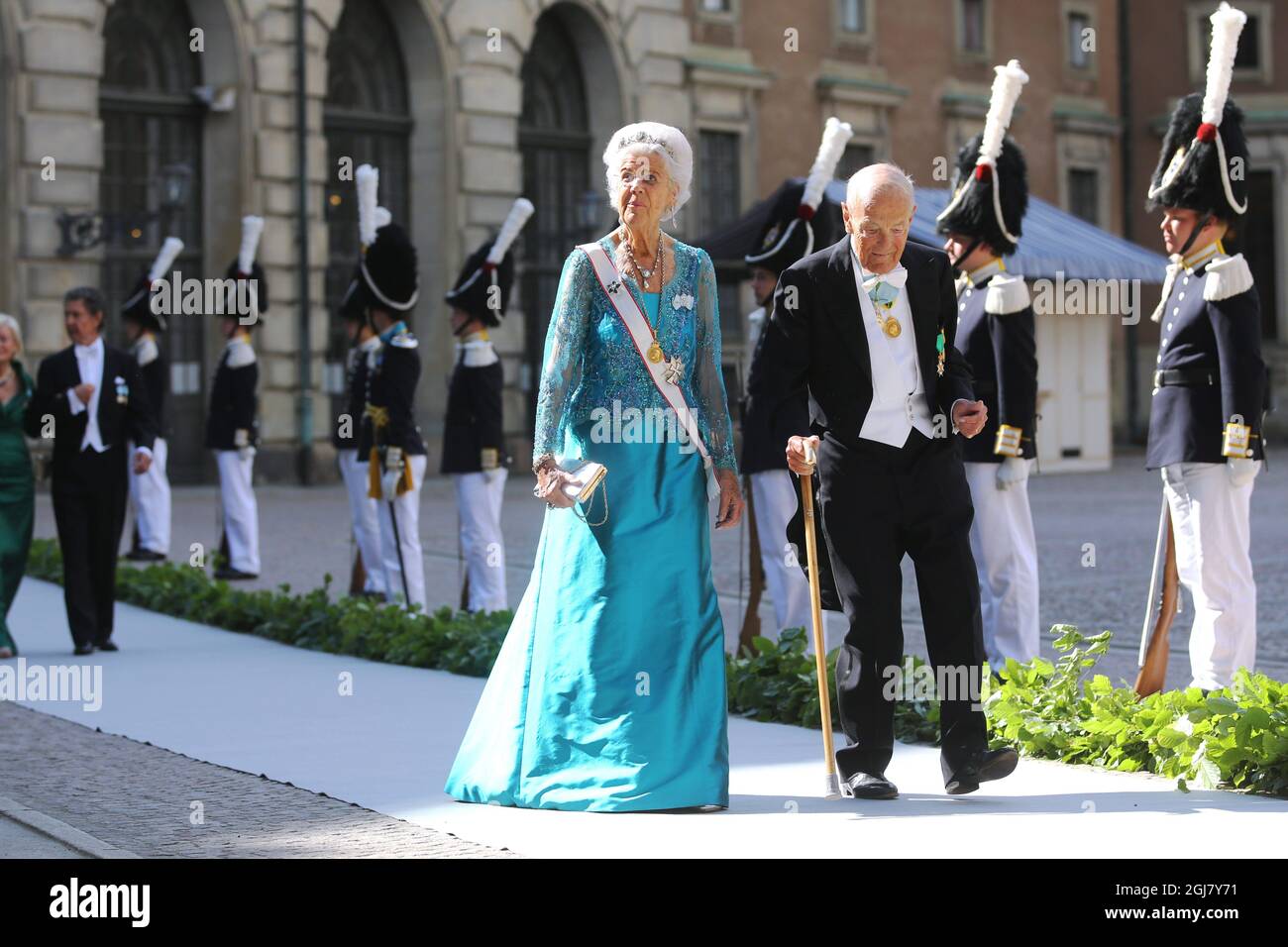 Stockholm 20130608 Alice Trolle-Wachtmeister und Hans Gabriel Trolle-Wachtmeister kommen zur Hochzeit von Prinzessin Madeleine von Schweden und Herrn Christopher OÂ’Neill, die am Samstag, den 8. Juni 2013, in der Königlichen Kapelle im Königlichen Palast von Stockholm stattfand. Foto: Soren Andersson / SCANPIX / kod 1037 Stockfoto