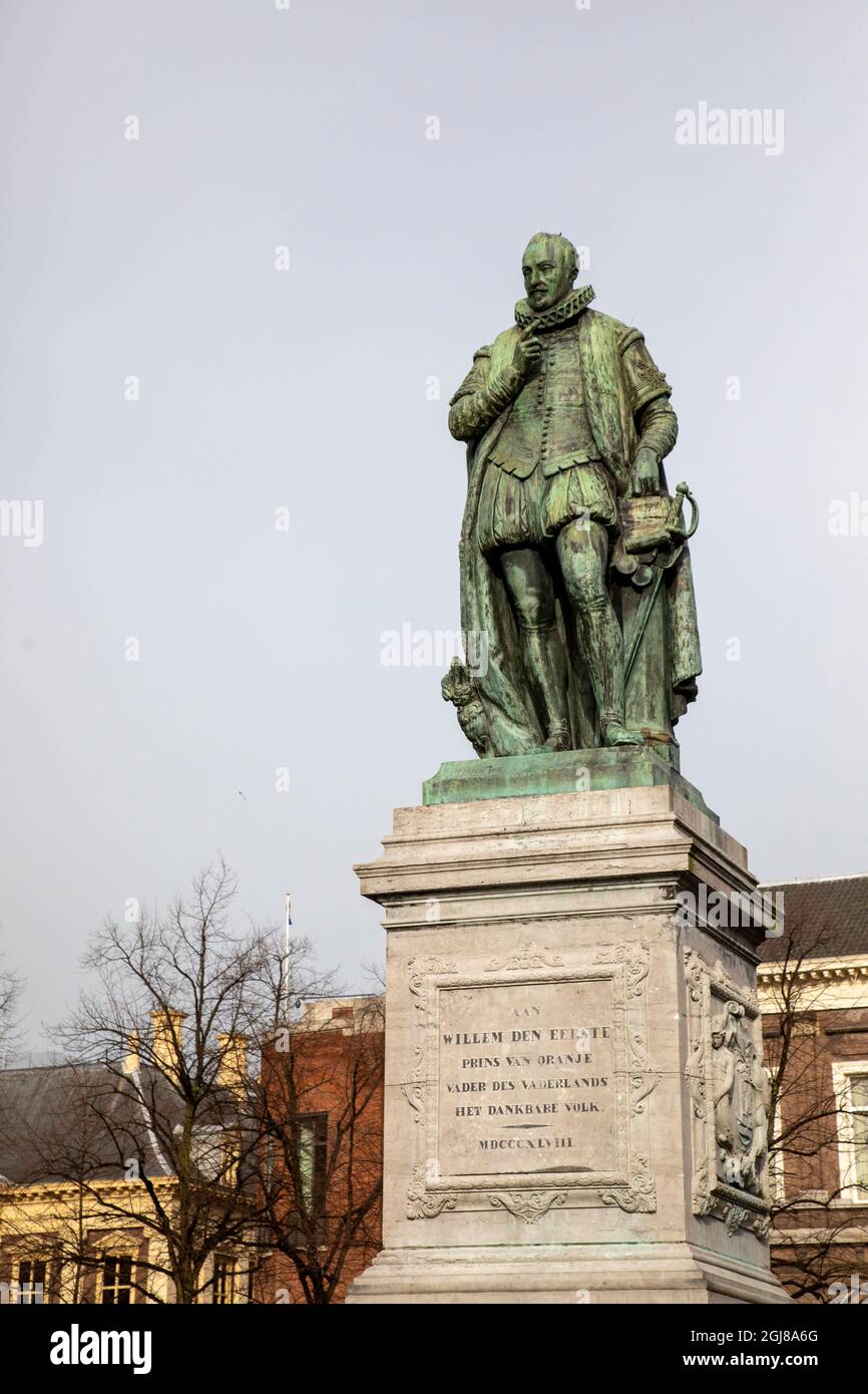 Europa, Niederlande, Den Haag. Statue von Wilhelm I., Prinz von Oranien. Stockfoto