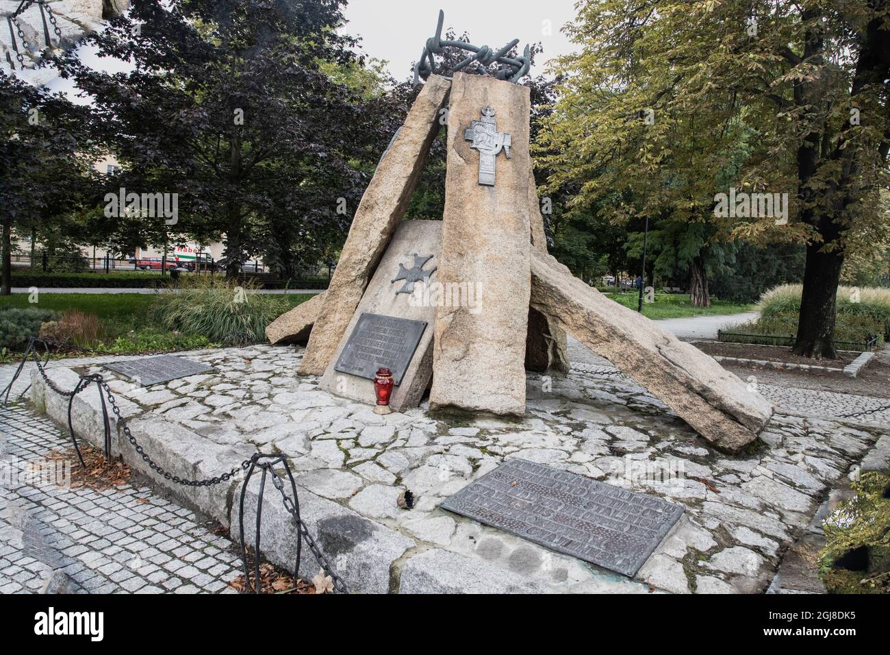 Das Denkmal, das sich auf dem platz des Nationalen Musikforums befindet, ist dem Gedenken an die Opfer gewidmet, die bei dem Versuch umgekommen sind, die kommunistische Kraft abzuwehren Stockfoto