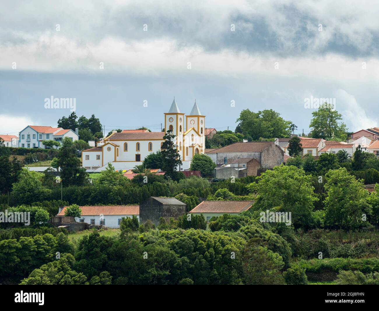 Landschaft in der Nähe von Santo Antao. Sao Jorge Island auf den Azoren, einer autonomen Region Portugals. Stockfoto