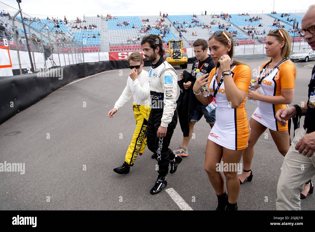 GÖTEBORG 2014-06-07 Prinz Carl Philip scheiterte am 7. Juni 2014 am STCC (Swedish Touring Car Championship) City Race in Göteborg, Schweden. Der Prince-Wagen brach nach einer Runde aus. Foto Adam Ihse / TT / Kod 9200 Stockfoto