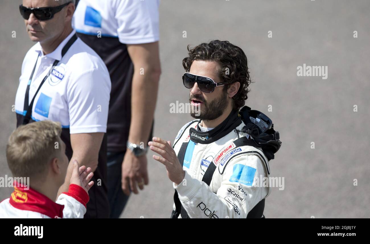 GÖTEBORG 2014-06-07 Prinz Carl Philip scheiterte am 7. Juni 2014 am STCC (Swedish Touring Car Championship) City Race in Göteborg, Schweden. Der Prince-Wagen brach nach einer Runde aus. Foto Adam Ihse / TT / Kod 9200 Stockfoto