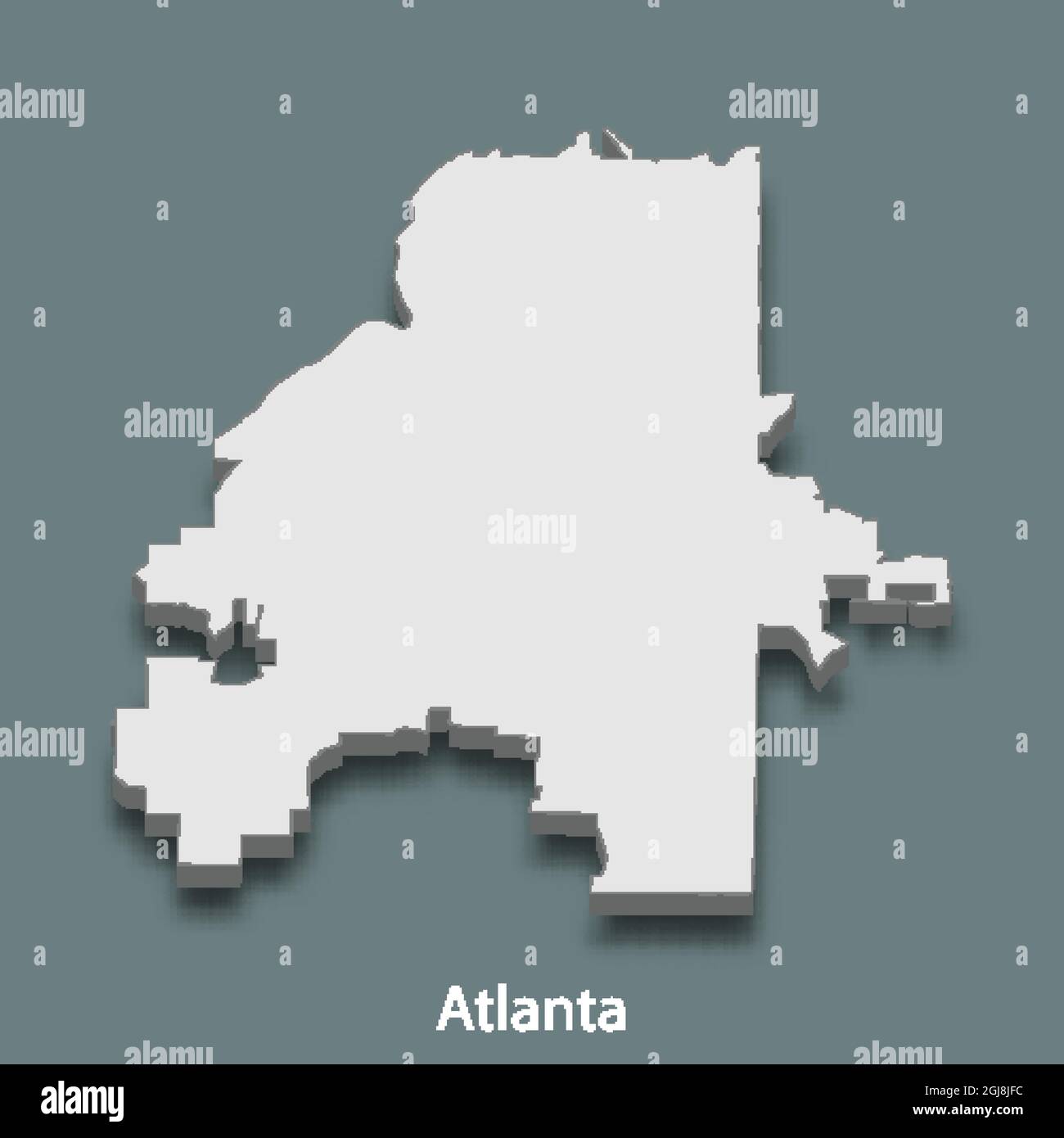 isometrische 3D-Karte von Atlanta ist eine Stadt der Vereinigten Staaten, Vektordarstellung Stock Vektor