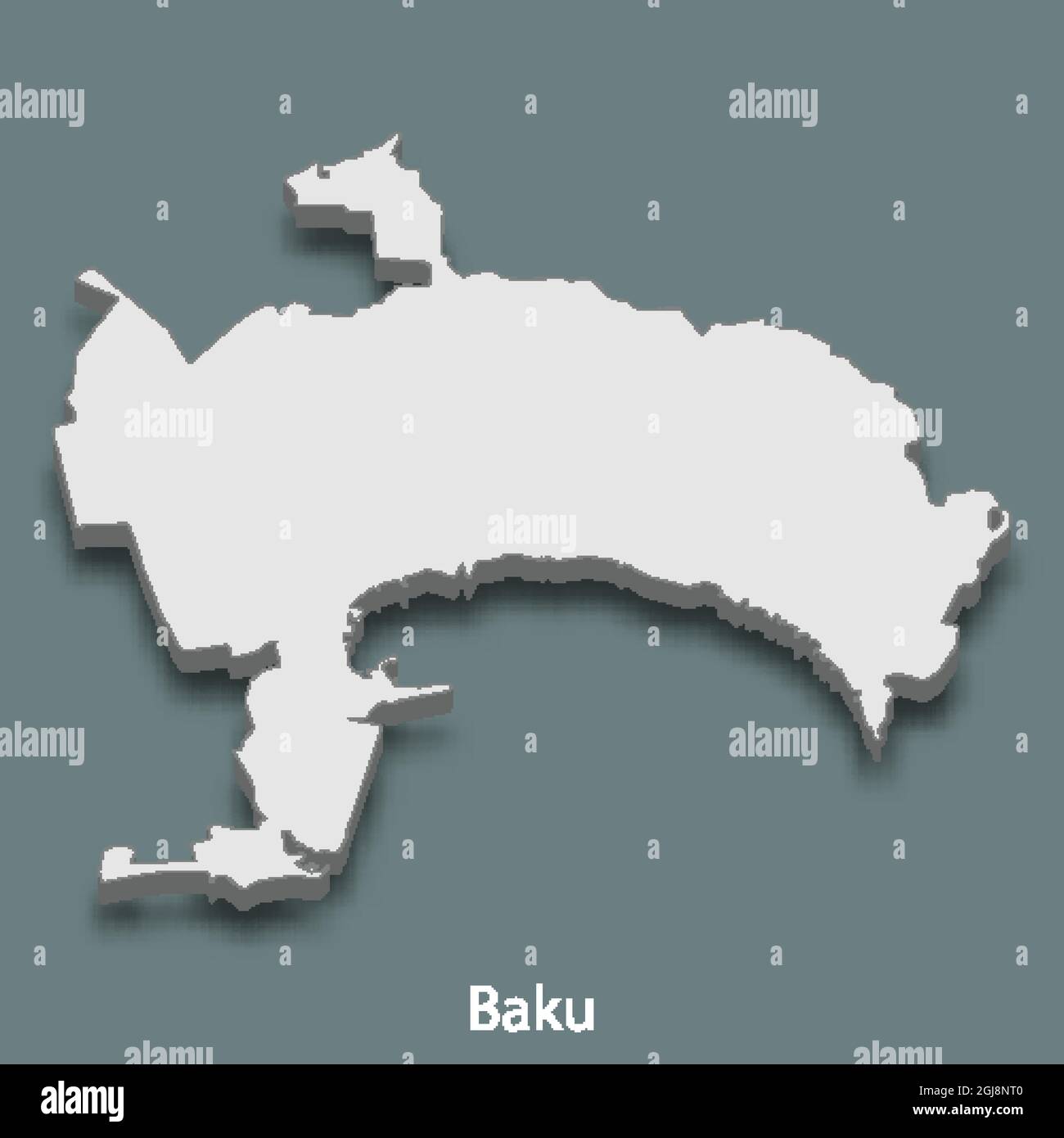 3d isometrische Karte von Baku ist eine Stadt von Aserbaidschan, Vektor-Illustration Stock Vektor