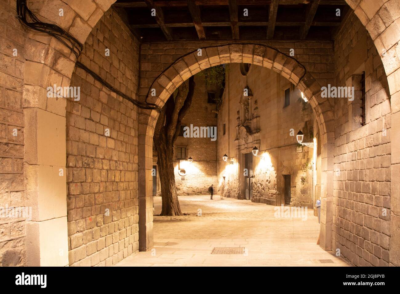 Spanien, Barcelona. Verlassene Straße. Stockfoto