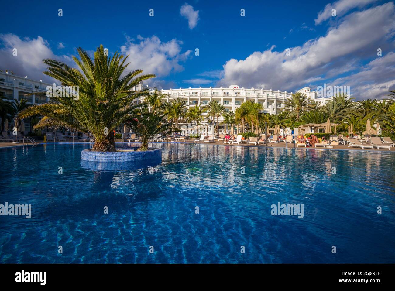 Spanien, Kanarische Inseln, Gran Canaria, Maspalomas, Schwimmbad, Hotel Riu Palace Maspalomas Stockfoto
