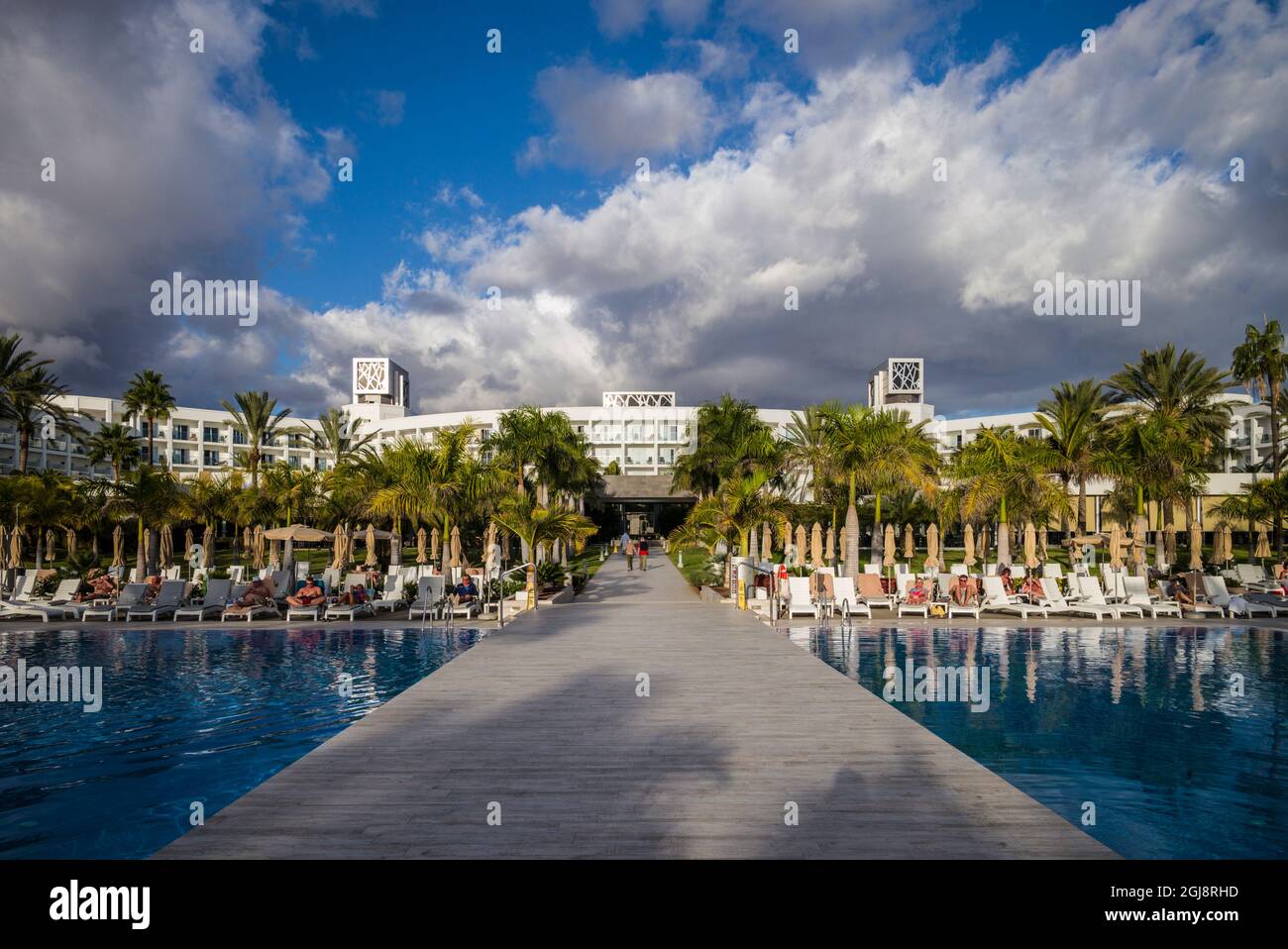 Spanien, Kanarische Inseln, Gran Canaria, Maspalomas, Hotel Riu Palace Meloneras Luxus Hotel, Pool Stockfoto