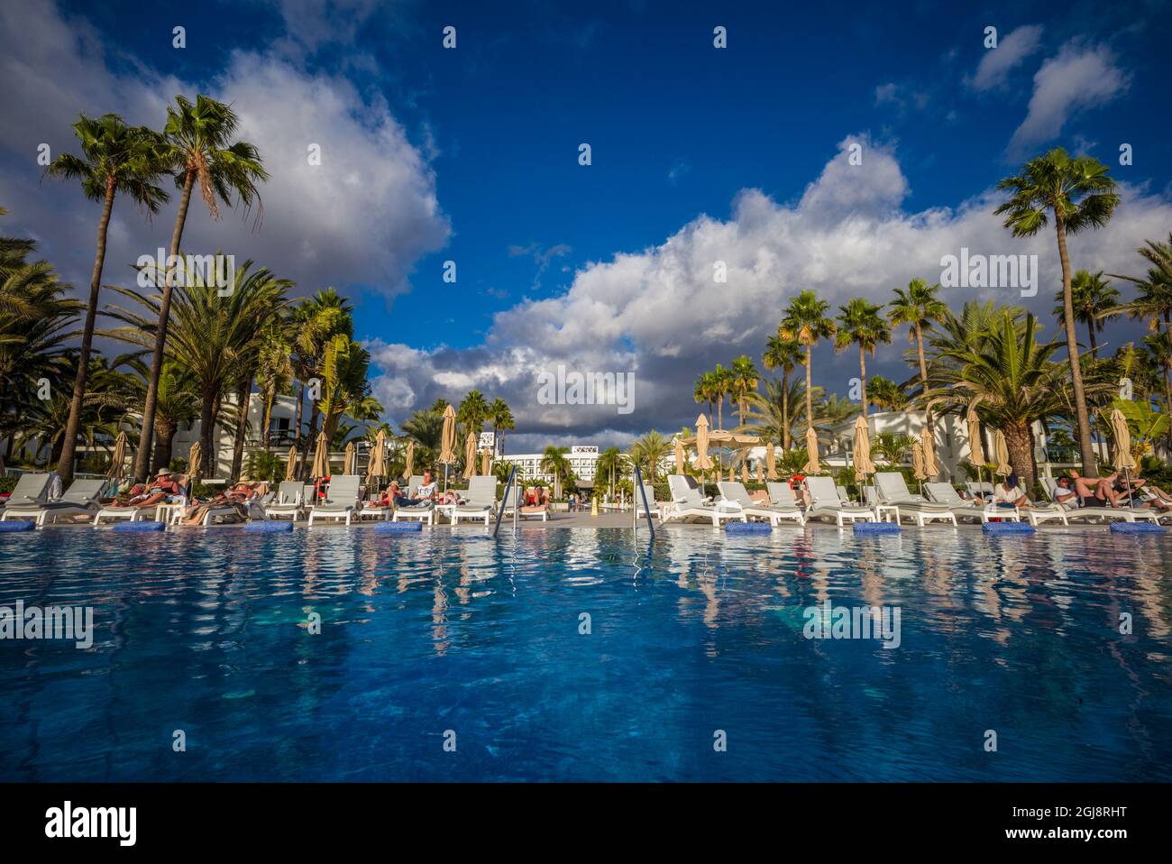 Spanien, Kanarische Inseln, Gran Canaria, Maspalomas, Hotel Riu Palace Meloneras Luxus Hotel, Pool Stockfoto
