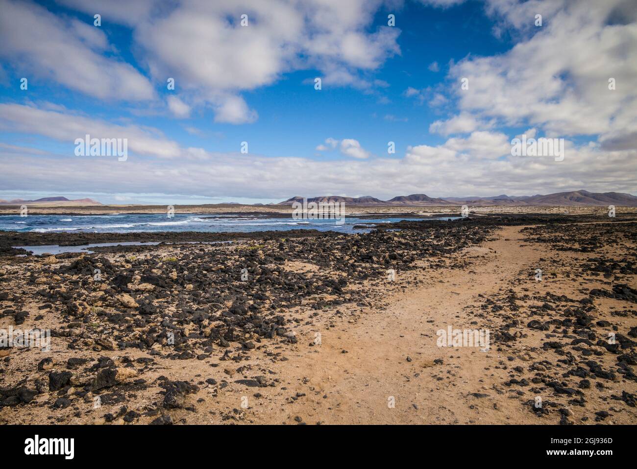 Spanien, Kanarische Inseln, Insel Fuerteventura, El Cotillo, Punta de la Ballena O de Toston, Seascape Stockfoto