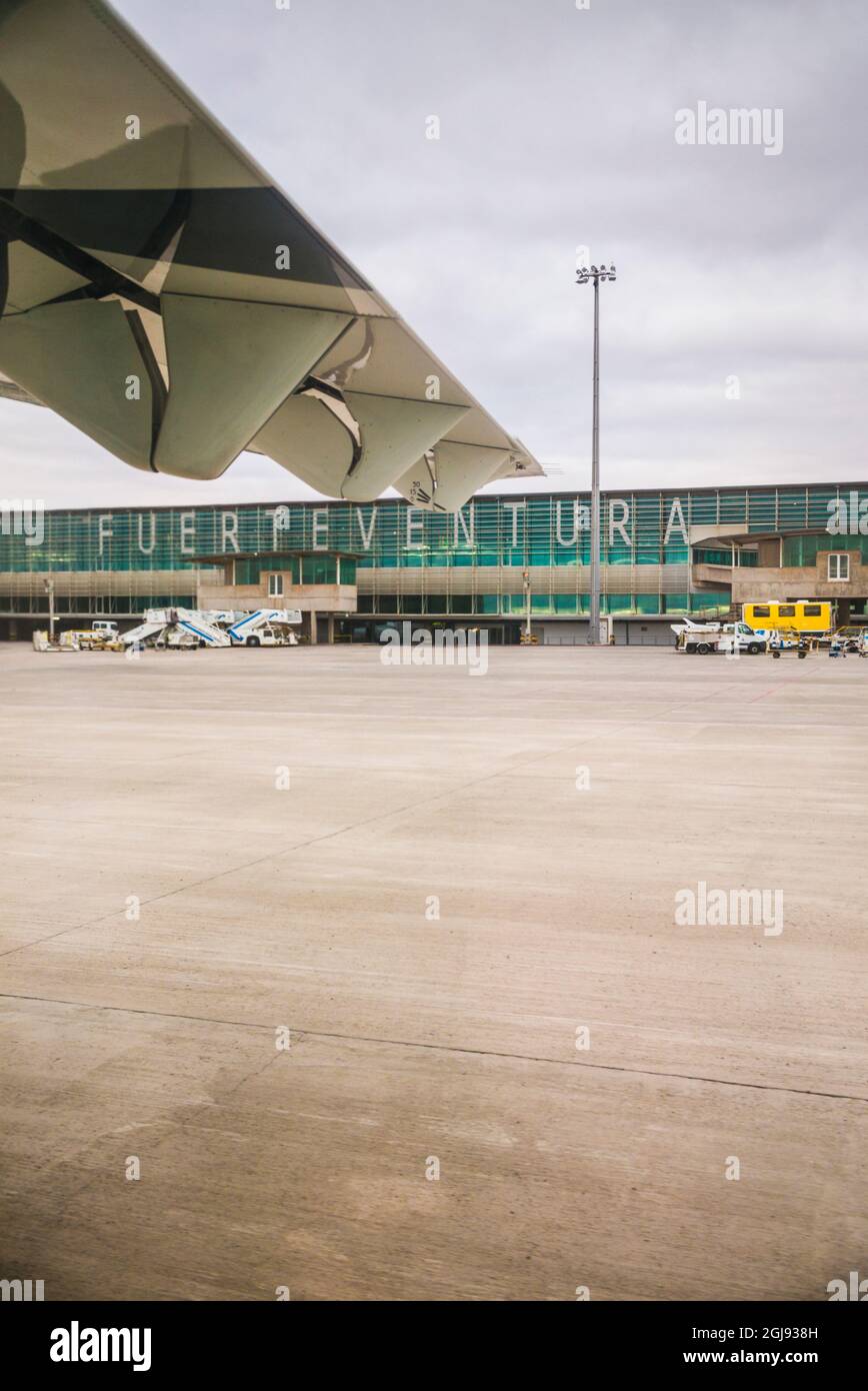 Spanien, Kanarische Inseln, Insel Fuerteventura, Flughafen Fuerteventura, Hauptpassagierterminal Stockfoto