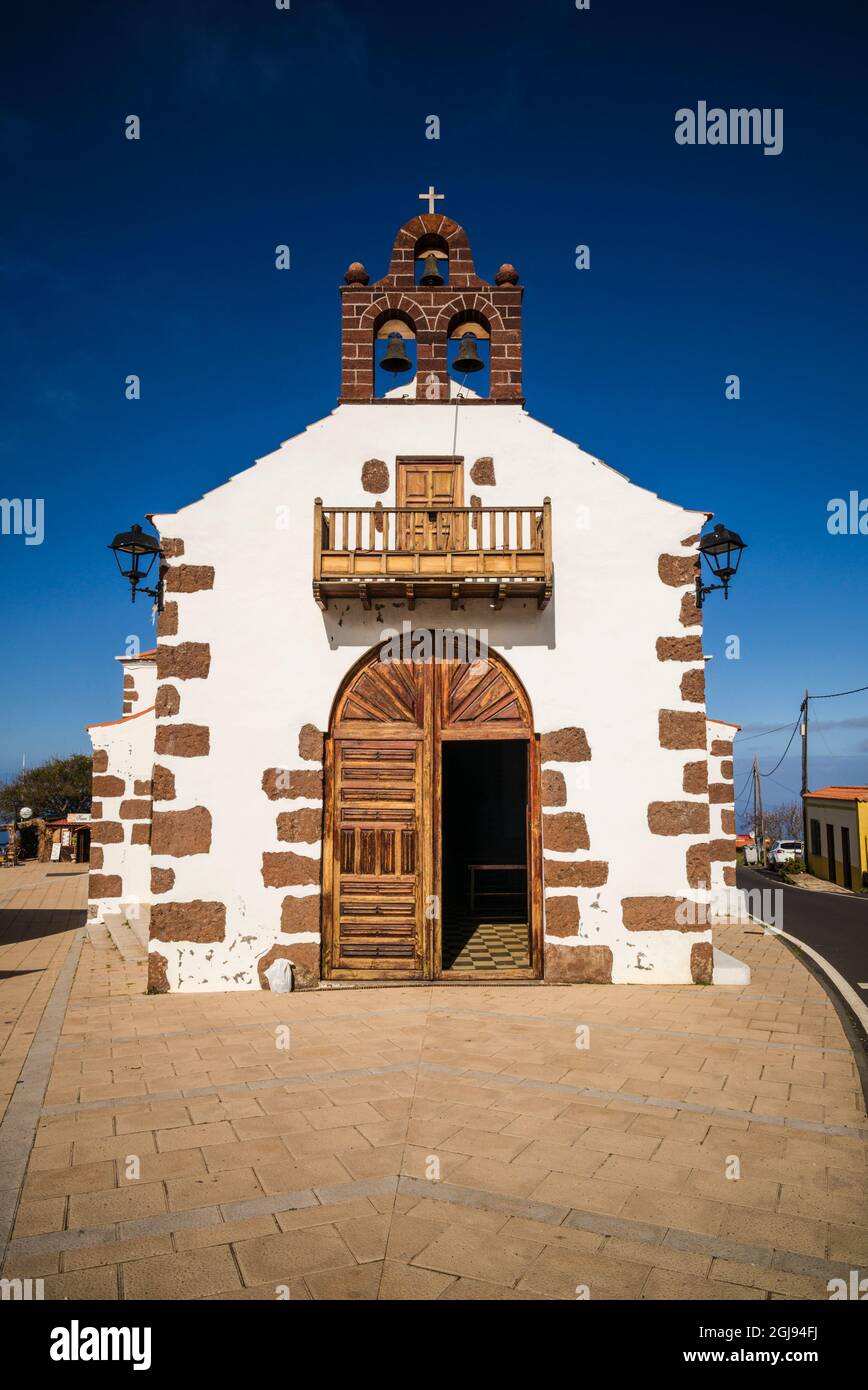 Spanien, Kanarische Inseln, La Palma, Las Tricias, Nuestra Señora del Carmen Kirche Stockfoto