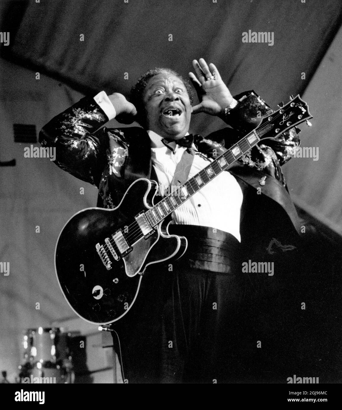 STOCKHOLM 1991-06-28 BB King wird beim Skeppsholmen Jazz & Blues Festival in Stockholm, Schweden, am 28. Juni 1991 zu sehen sein Foto: Malin Lundberg / SVD / TT Kod: 11014 Stockfoto