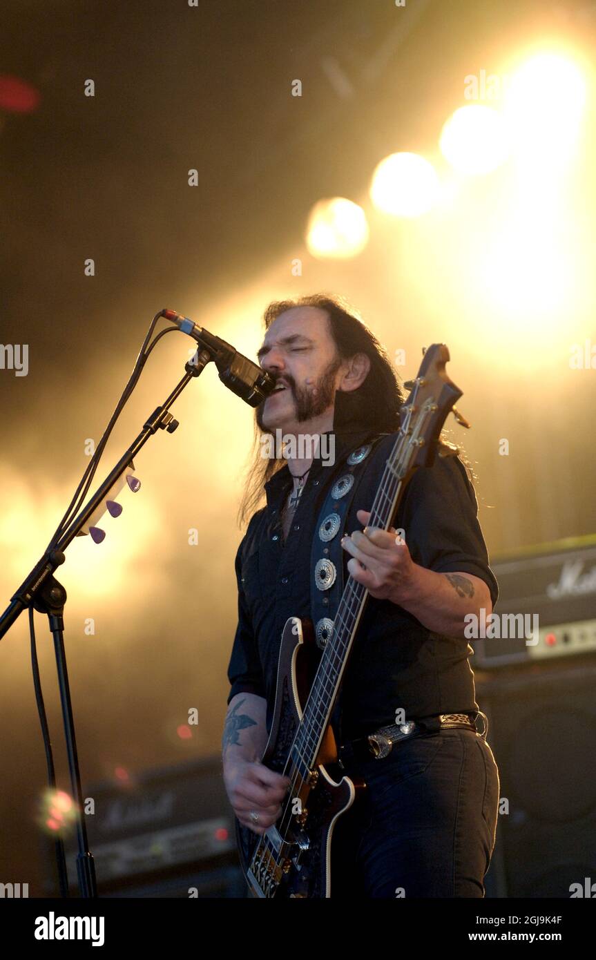 NORJE 20070609 Motorhead's Iam 'Lemmy' Kilmister tritt während eines Konzerts beim schwedischen Rockmusikfestival auf Foto: Janerik Henriksson / SCANPIX / Kod 10010 Stockfoto